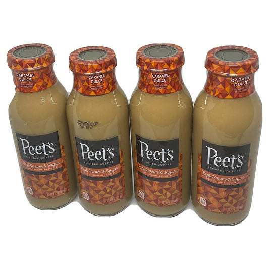 Peet's Caramel Dulce Coffee 13.7 oz Glass Bottles - 4 Pack