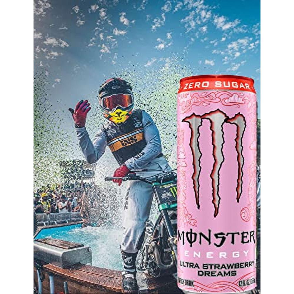 Monster Ultra Strawberry Dreams Zero Sugar Energy Drink, 12 fl oz, 8-Pack