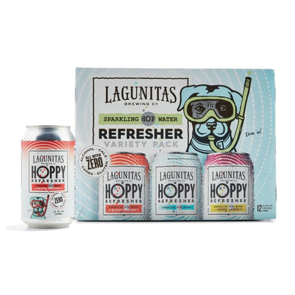 Lagunitas Variety  Hop Water Refresher (12pk of 12oz Cans) Zero Alcohol Hop Water (Includes 4 Cans Each of: Blood Orange, Berry Lemon & Regular Hop Water)