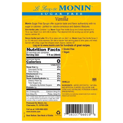 Monin Ofree Sugar Free Vanilla Syrup 750Ml