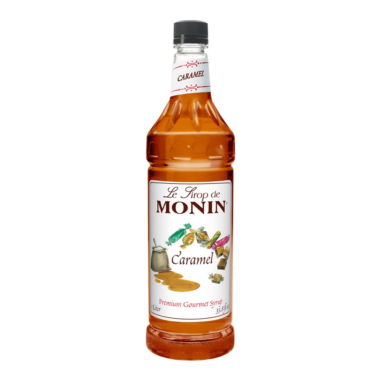 Monin - Caramel Syrup, Rich and Buttery, Great for Desserts, Coffee, and Cocktails, Gluten-Free, Non-GMO (1 Liter)