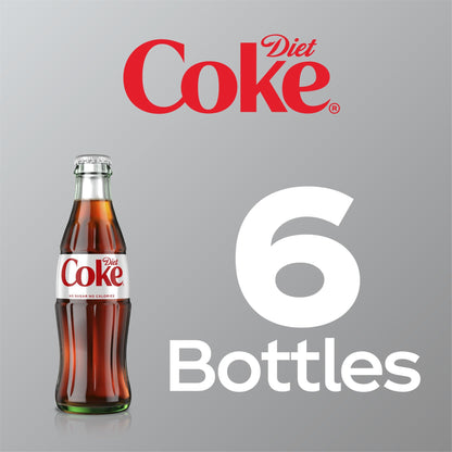 Diet Coke Zero Calorie Cola, 8 oz Glass Bottles, 6-Pack