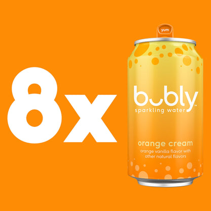 bubly Sparkling Water, Orange Creamsicle, 12oz Cans, (8 Pack)