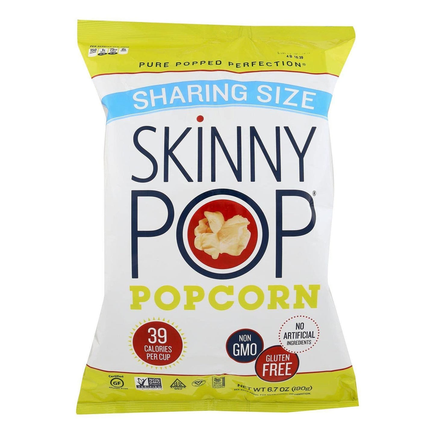 SkinnyPop Gluten-Free Original Popcorn, 6.7 oz Sharing-Size Bag