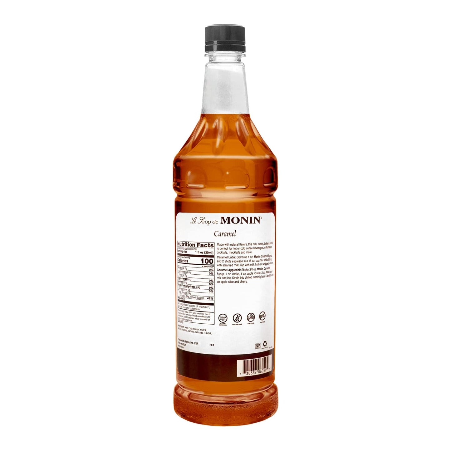 Monin - Caramel Syrup, Rich and Buttery, Great for Desserts, Coffee, and Cocktails, Gluten-Free, Non-GMO (1 Liter)