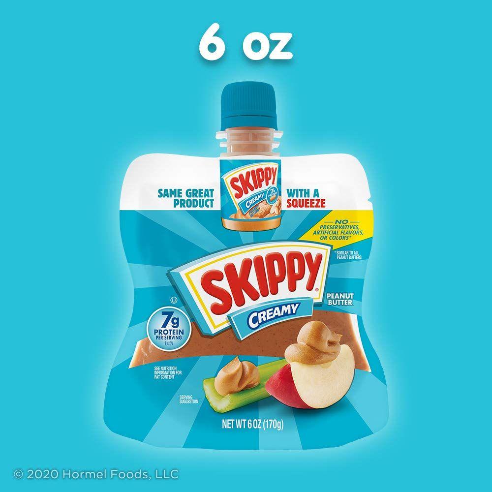 SKIPPY Creamy Peanut Butter Squeeze Pack, 6 oz, 7g Protein - Skippy