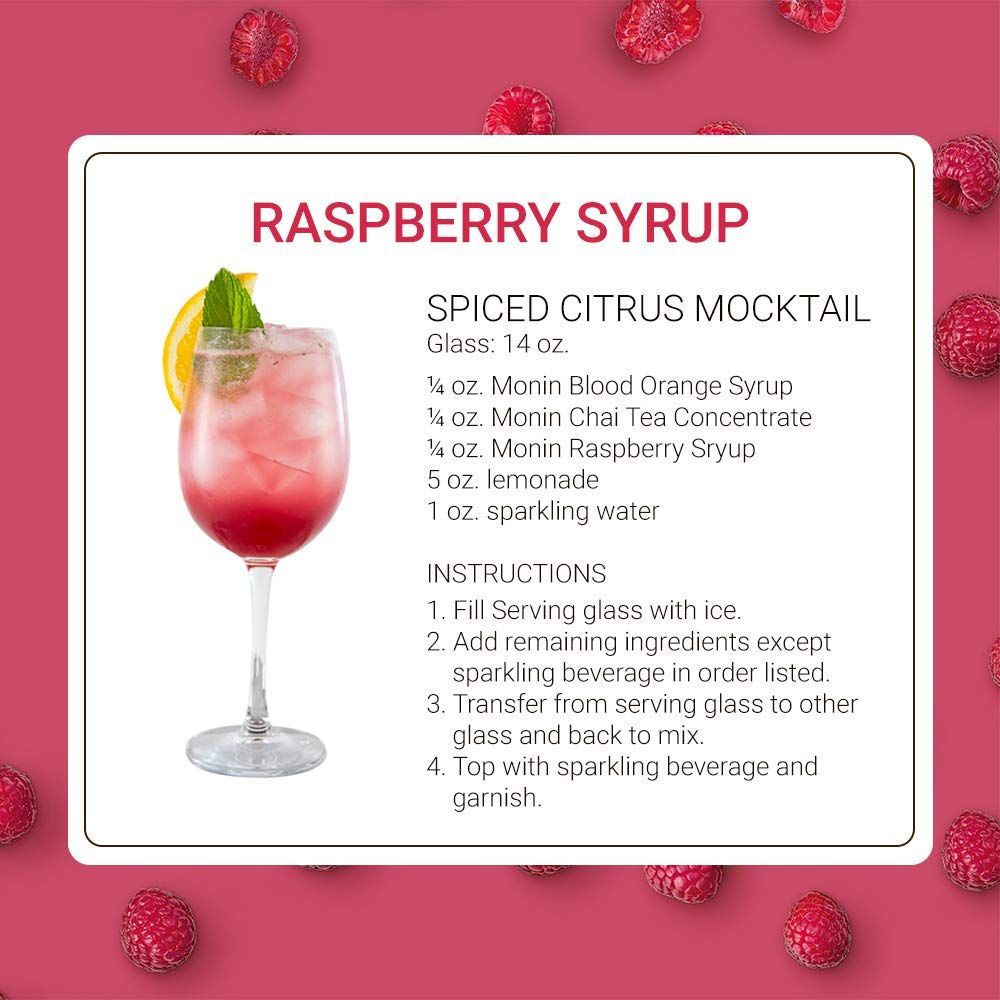 Monin - Raspberry Syrup, Sweet and Tart, Great for Cocktails and Lemonades, Gluten-Free, Non-GMO (750 ml)