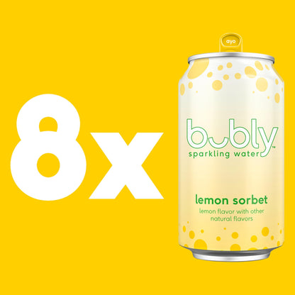 bubly Sparkling Water, Lemon Sorbet, 12oz Cans (8 Pack)