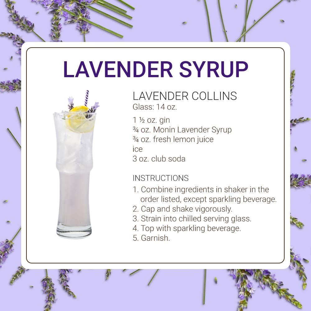 Monin - Lavender Syrup, Aromatic and Floral, Natural Flavors, Great for Cocktails, Lemonades, and Sodas, Non-GMO, Gluten-Free (750 ml)