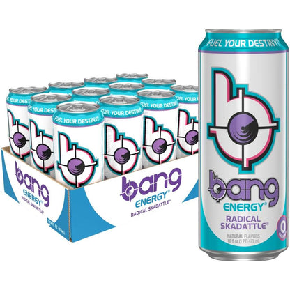 Bang Energy Radical Skadattle, Zero Sugar Energy Beverage, 16-Ounce (12-Pack)