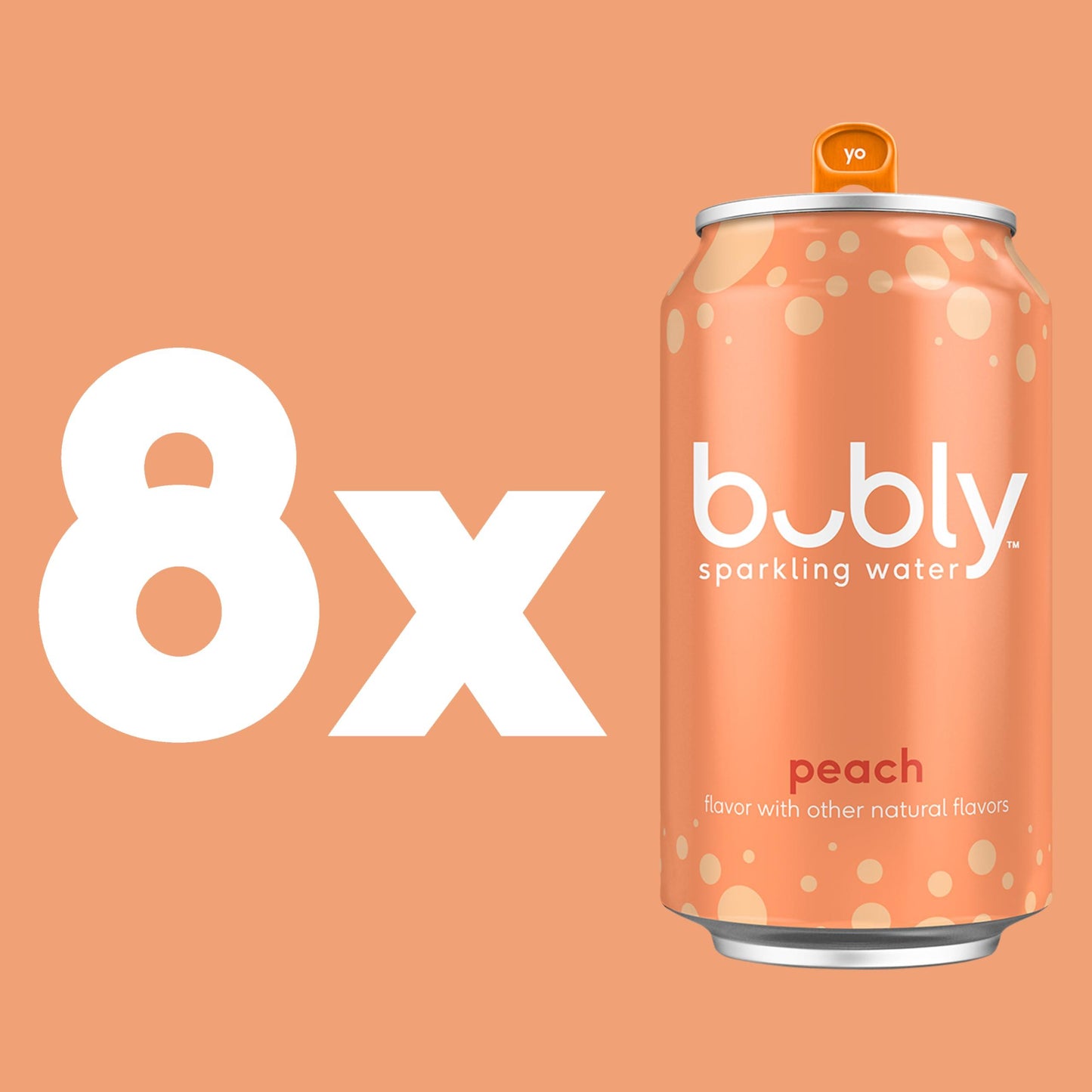 Bubly Peach Flavored Sparkling Water, 8-Pack Cans