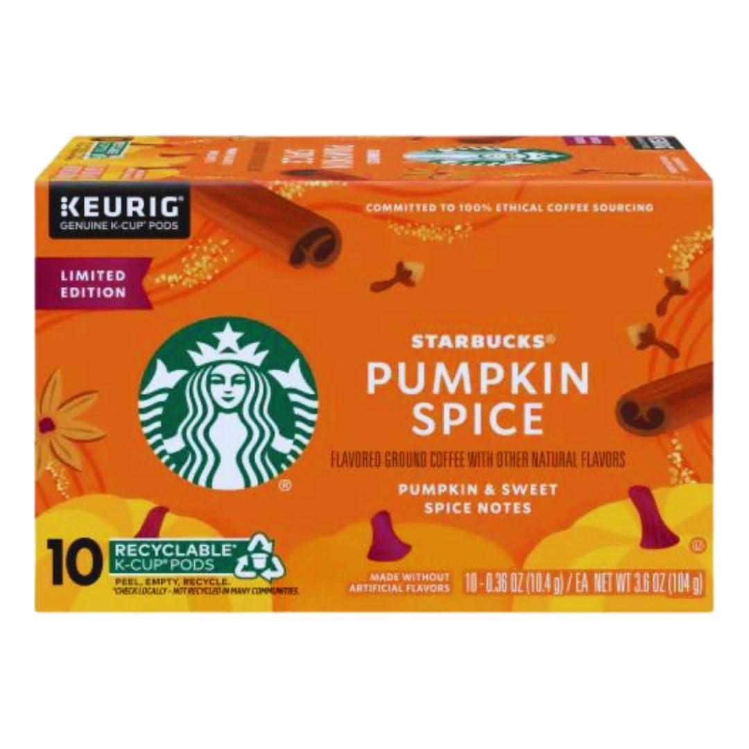 Starbbucks Pumpkin Spice Flavored Coffeee, Keurig K-Cup Coffee Pods - Limited Edition, Fall Flavor, 10ct 104g/3.7 oz (Pack of 2)