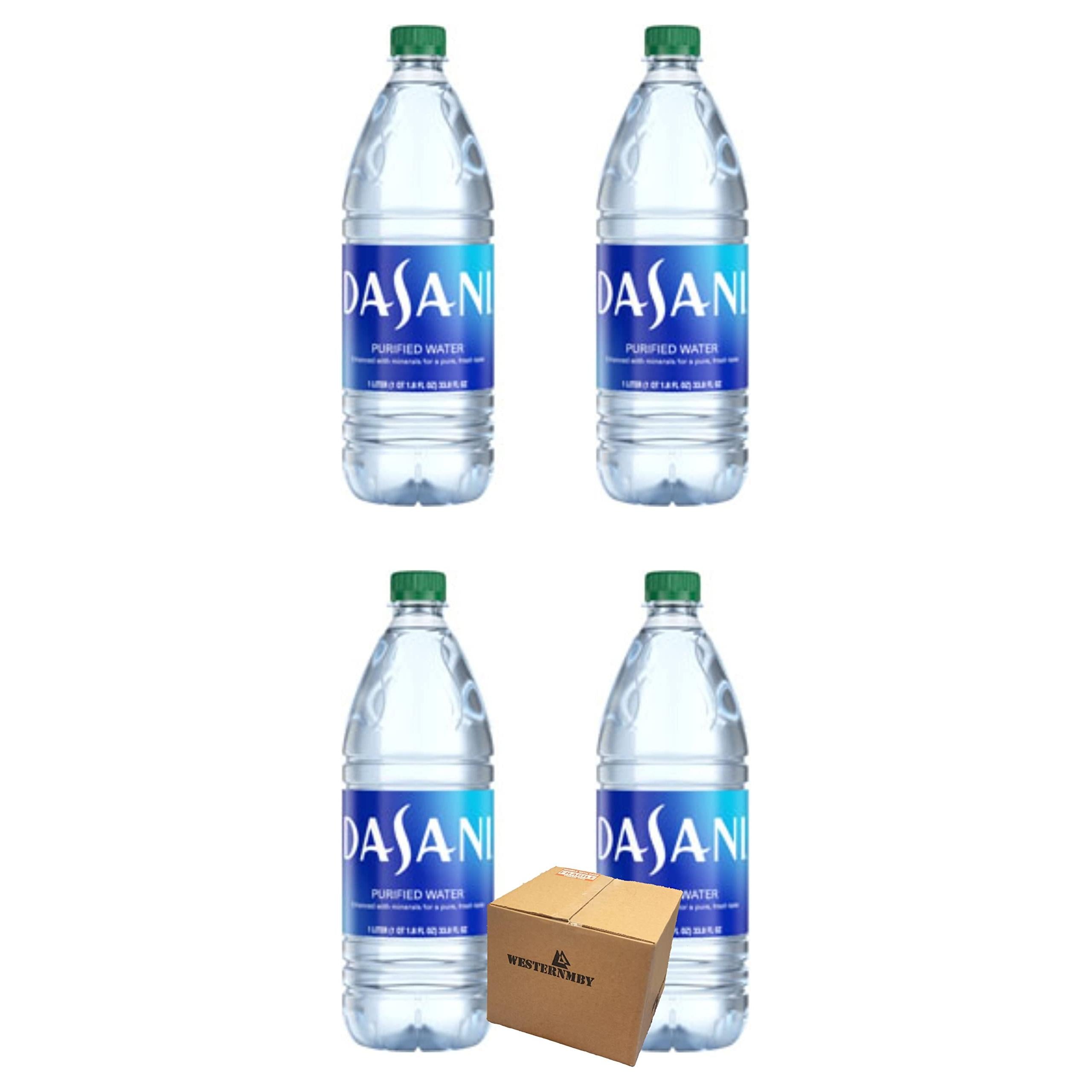 DASANI 1 Liter Purified Water Bottles - Pack of 4 - Coca-Cola