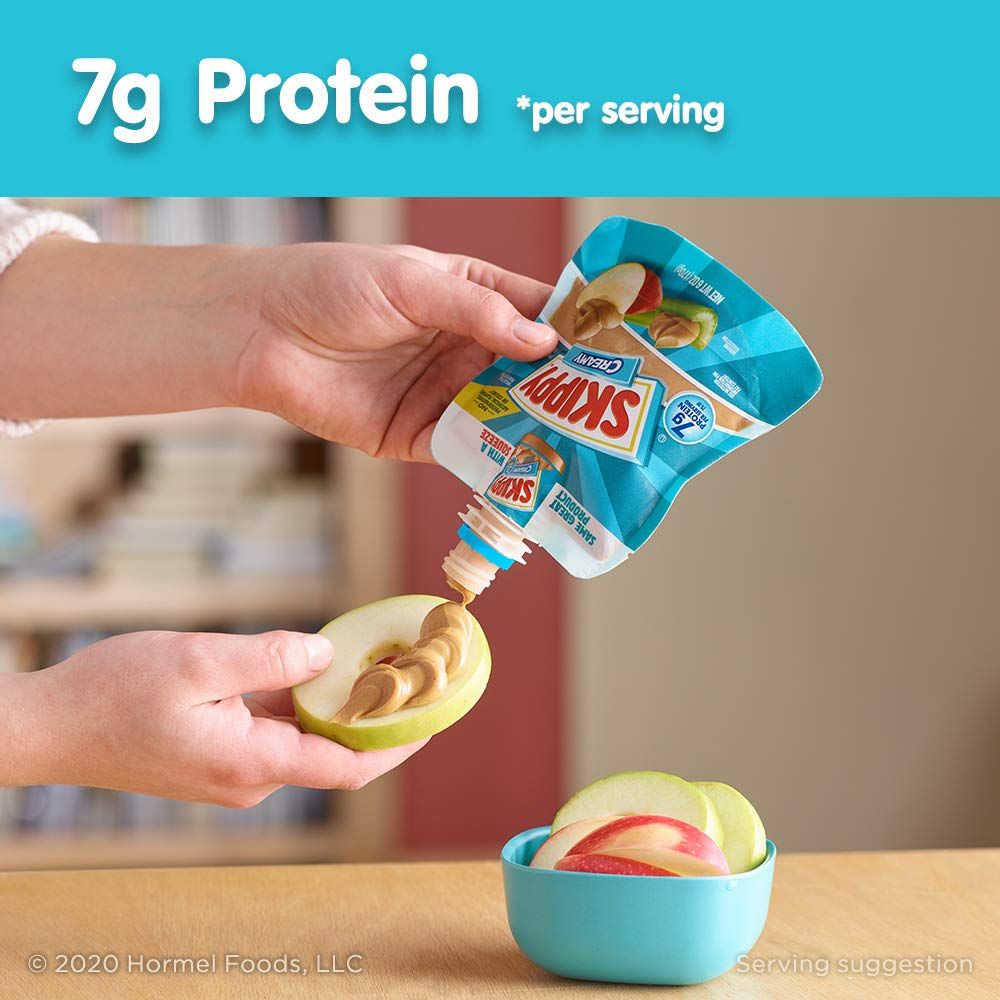 SKIPPY Portable Creamy Peanut Butter Pouch, 7g Protein, Convenient Snack Option