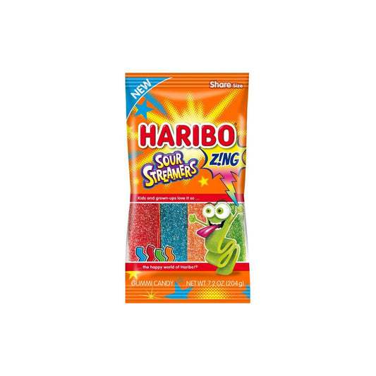 HARIBO Sour Streamers Gummy Candy, Thin, Pack of 1, 7.2 oz Per Bag