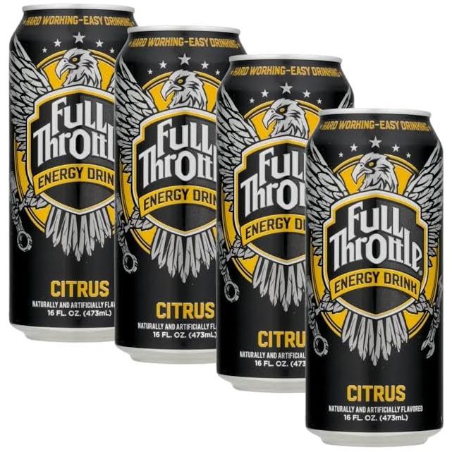 Citrus Burst Full Throttle Energy Drink - 16 Oz Cans (4-Pack) with Insulated Sleeves