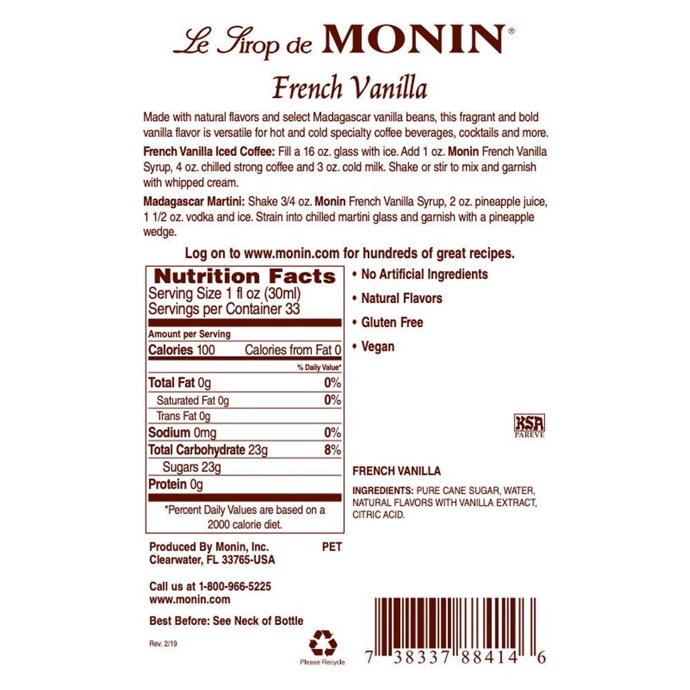 Monin - French Vanilla Syrup 750 ml