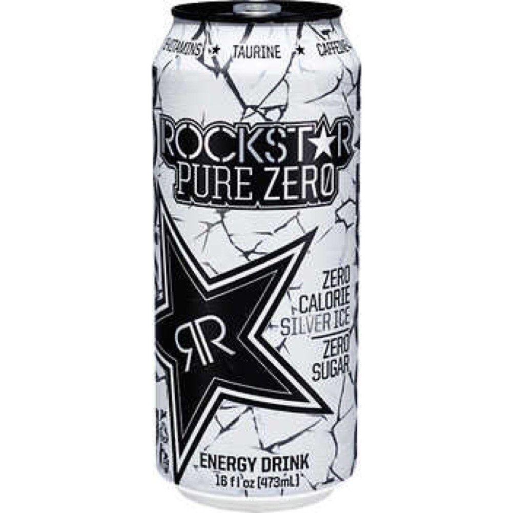 Rockstar Pure Zero Energy Drink, Silver Ice, 16oz Cans (Pack of 16) - Rockstar