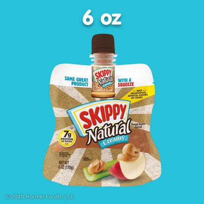 SKIPPY Natural Creamy Peanut Butter Squeeze Bottle, 6 oz