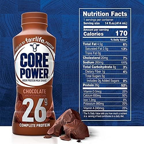 Fairlife Core Power Chocolate High Protein Milk Shake, 14 fl oz, (Pack of 6) - Core Power