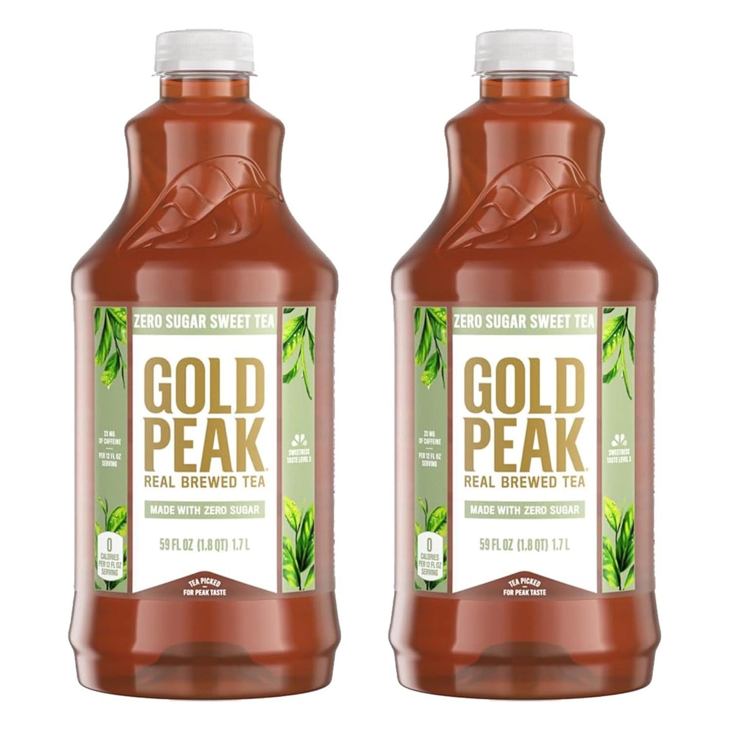 Gold Peak Real Brewed Tea Zero Sugar Sweet Tea, 59 fl oz, 2 Pack Bottles