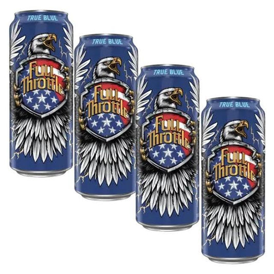 Full Throttle Energy Drink - True Blue Flavor - 16 oz Cans (4-Pack with Insulated Sleeves)