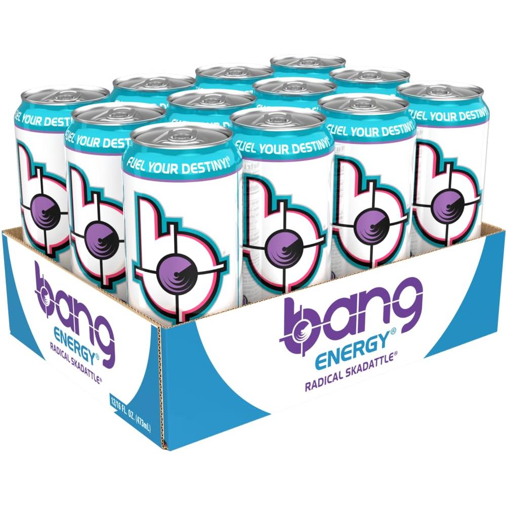 Bang Energy Radical Skadattle, Zero Sugar Energy Beverage, 16-Ounce (12-Pack)