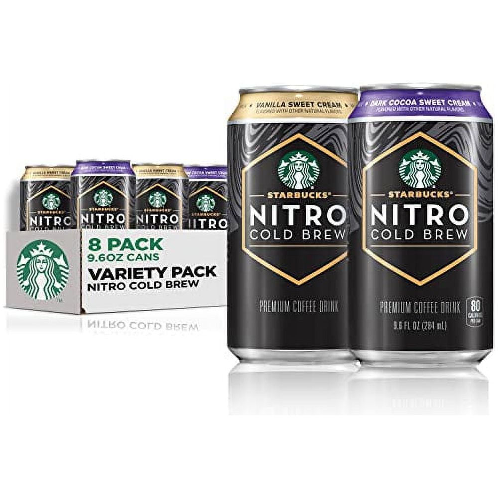 Starbucks Nitro Cold Brew, 2 Flavors Sweet Cream, Vanilla, Variety Pack, 9.6 fl oz Cans (8 Pack)