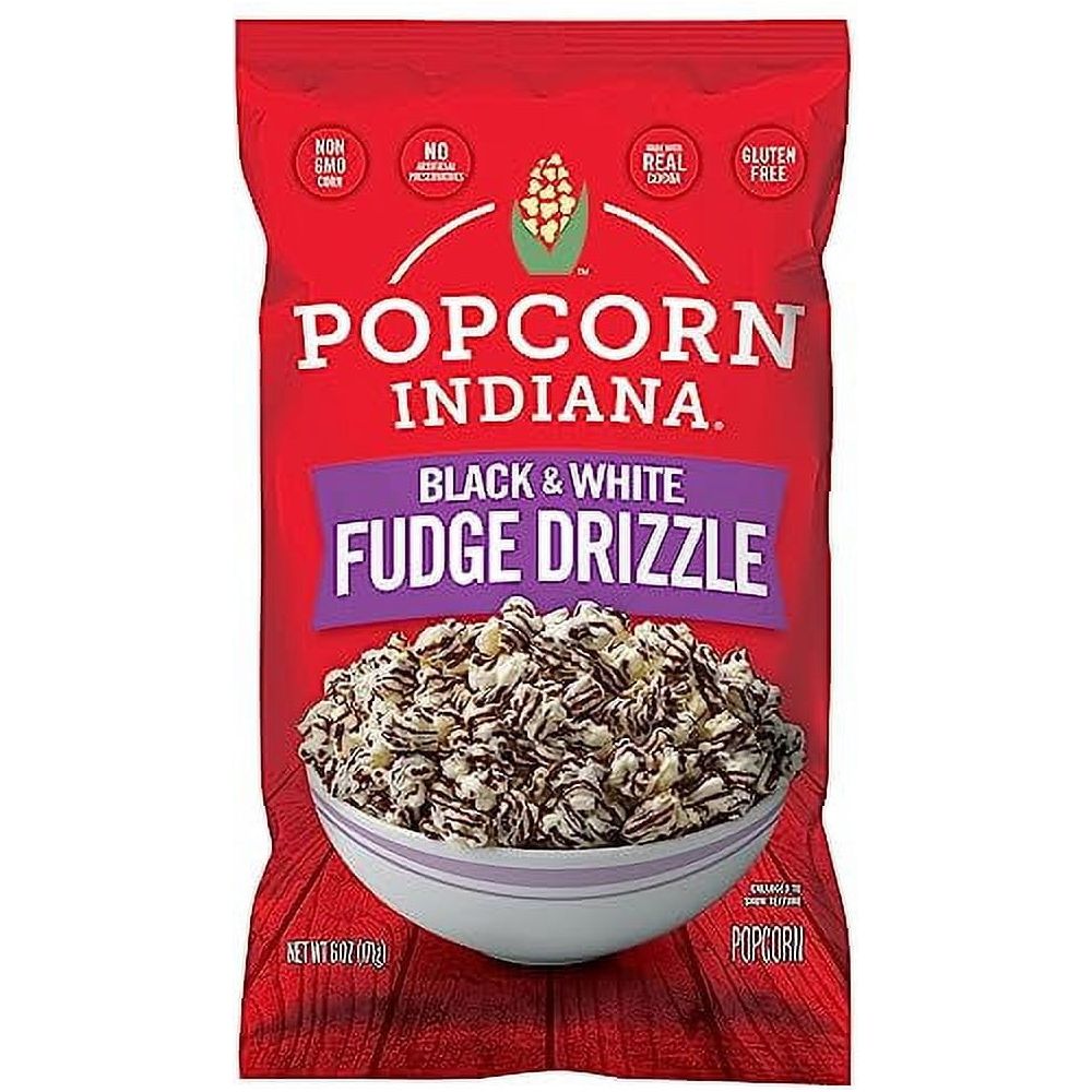 Popcorn Indiana Black And White Fudge Drizzle, 6 oz - Case of 6