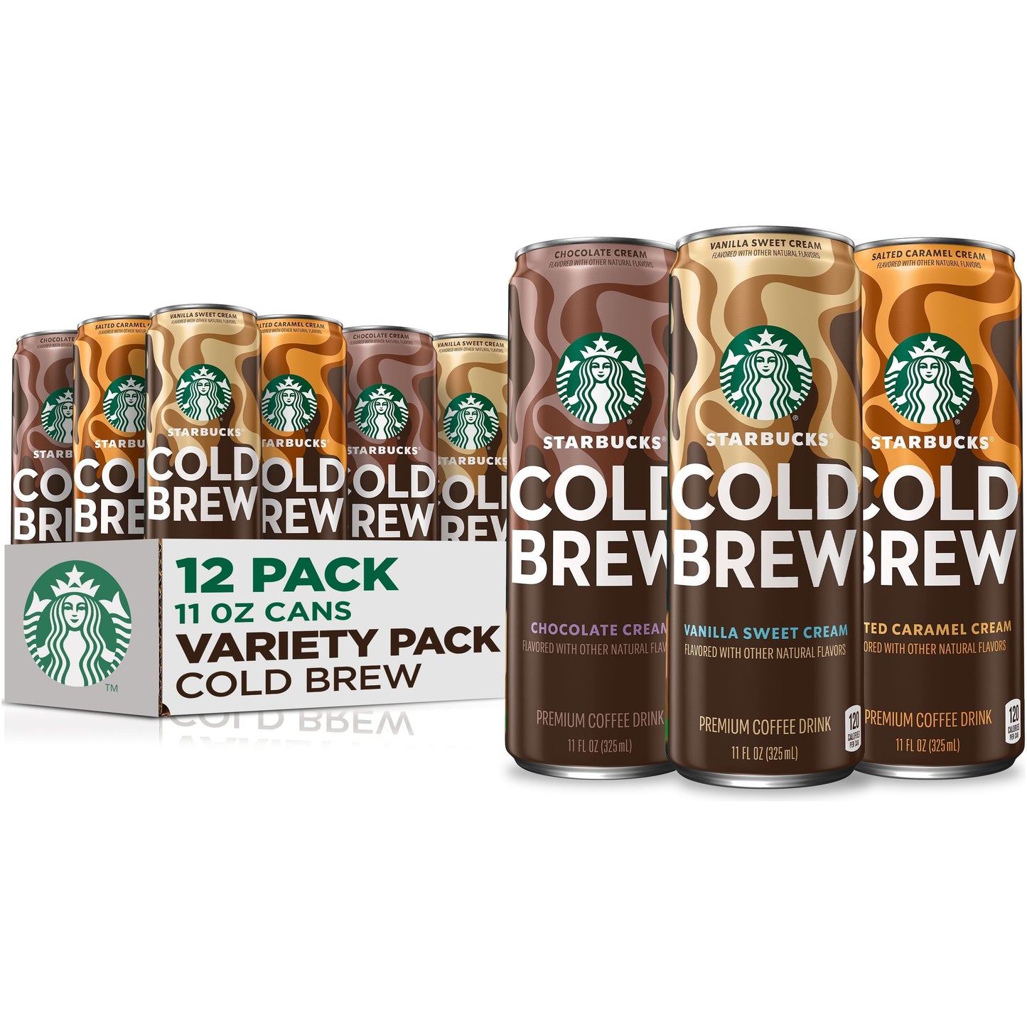 Starbucks Cold Brew Coffee, Chocolate, Caramel & Vanilla Flavor, 11 fl oz Cans (12 Pack)