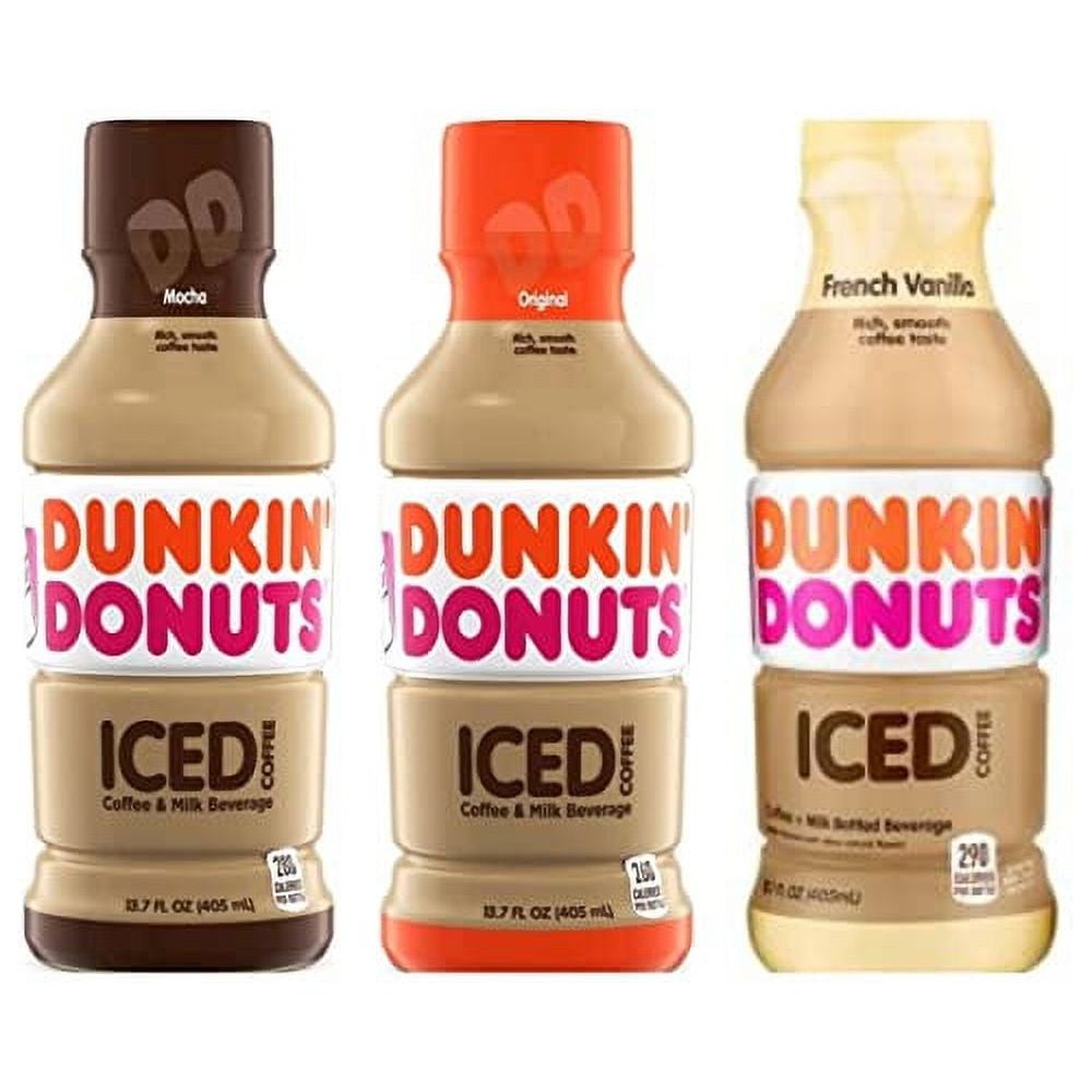 Dunkin Donuts Iced Coffee Pack 13.7 Fl , 2 Mocha, 2 Original, 2 French Vanilla Total 6 Bottles 13.7 Fl - 6 Pack