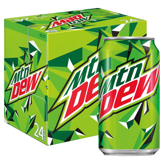 Mountain Dew Energizing Soda, 12 oz Cans, 24-Pack