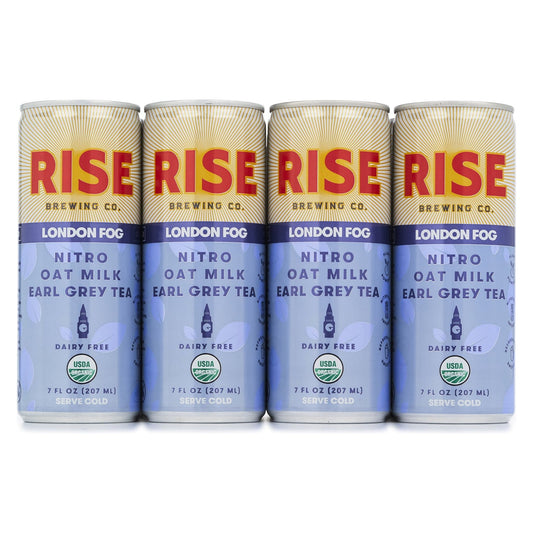 RISE Brewing Co. London Fog Earl Grey Tea, Oat Milk Nitro Latte, Vegan, USDA Organic, Non-GMO, Clean Energy, 7 fl. oz. Cans (12 Pack)