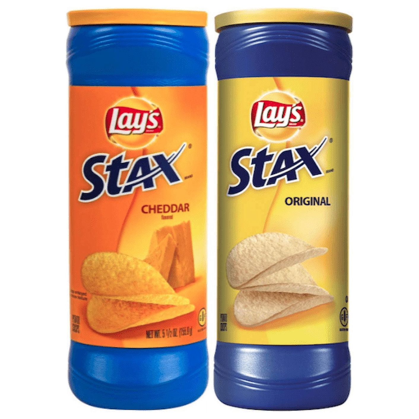 Lays Stax Flavor Duo: Cheddar & Original 5.5oz & 5.75oz Canisters (2 Pack)