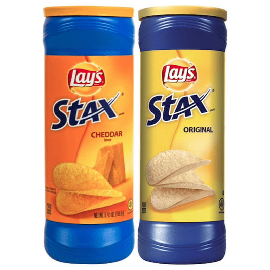 Lays Stax Flavor Duo: Cheddar & Original 5.5oz & 5.75oz Canisters (2 Pack)