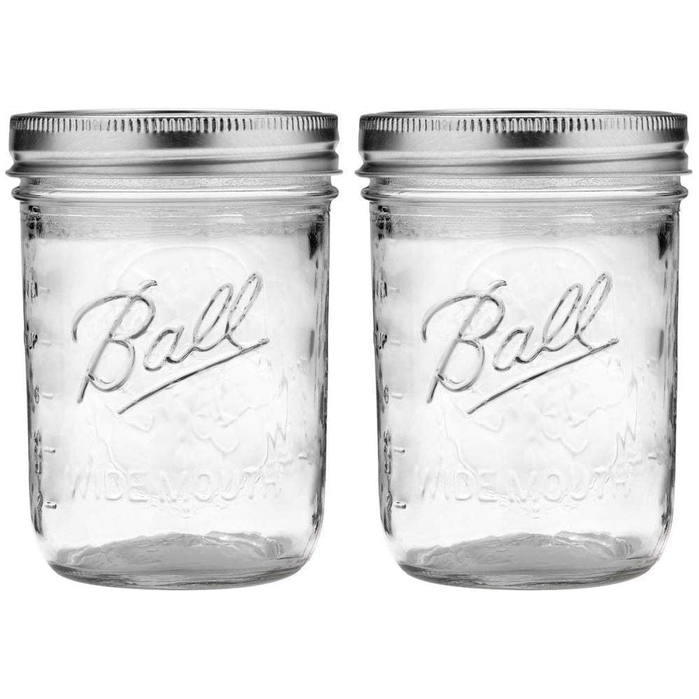 Ball Wide Mouth Pint Mason Jars with Lids & Bands, 16-oz - 2 Pack - Ball