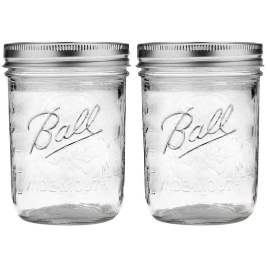 Ball Wide Mouth Pint Mason Jars with Lids & Bands, 16-oz - 2 Pack