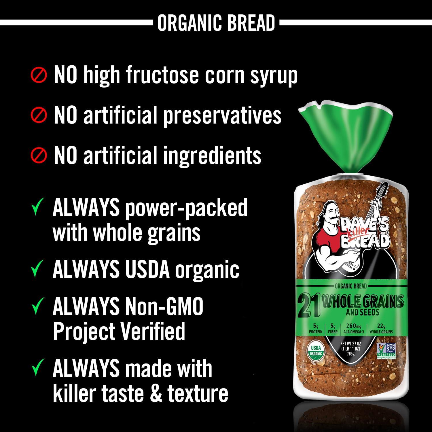 Dave's Killer Bread Organic 21 Grain & Seed Loaf, 27 oz - Dave's Killer Bread