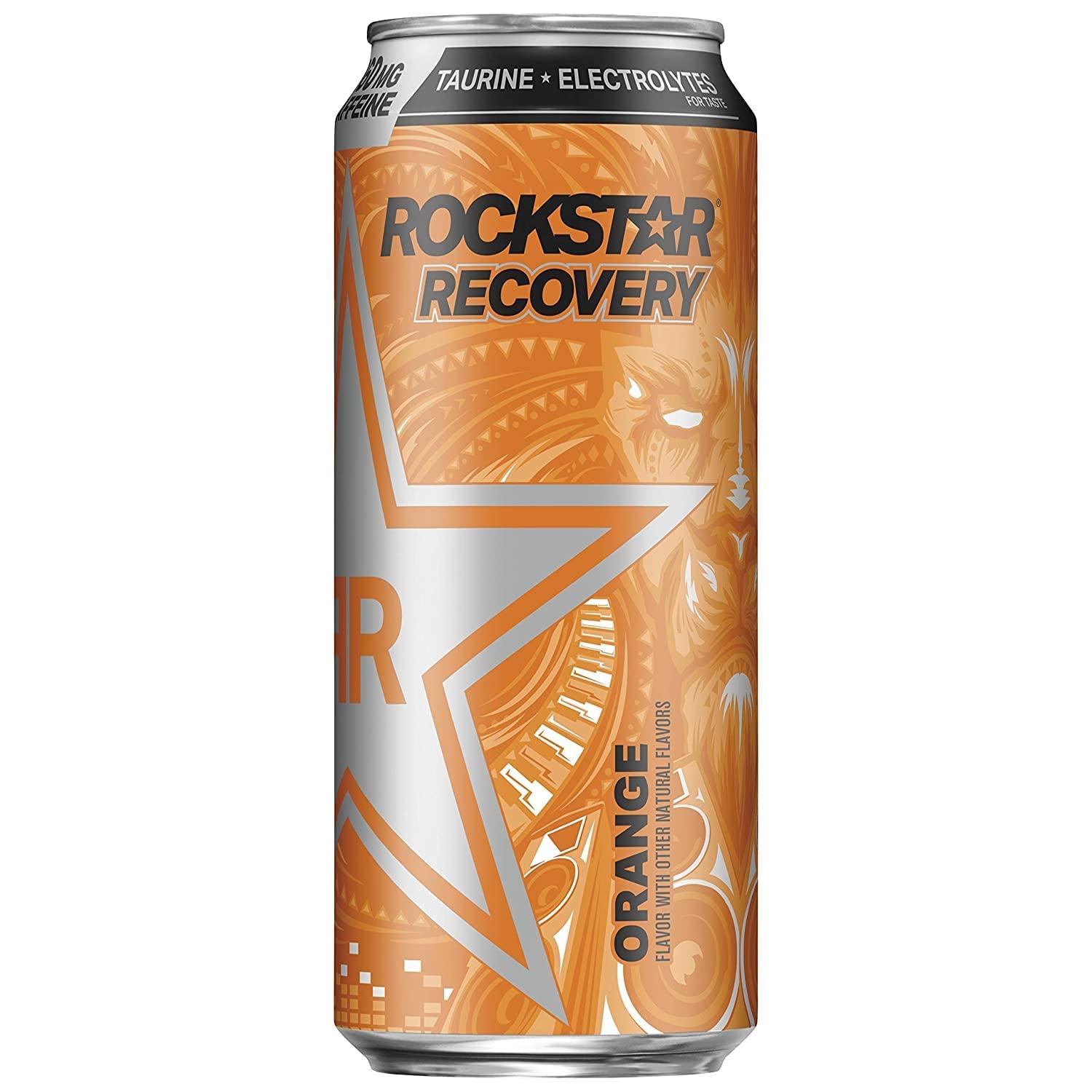 Rockstar Recovery Orange Energy Drink with Electrolytes, 16 oz (Pack of 16) - Rockstar