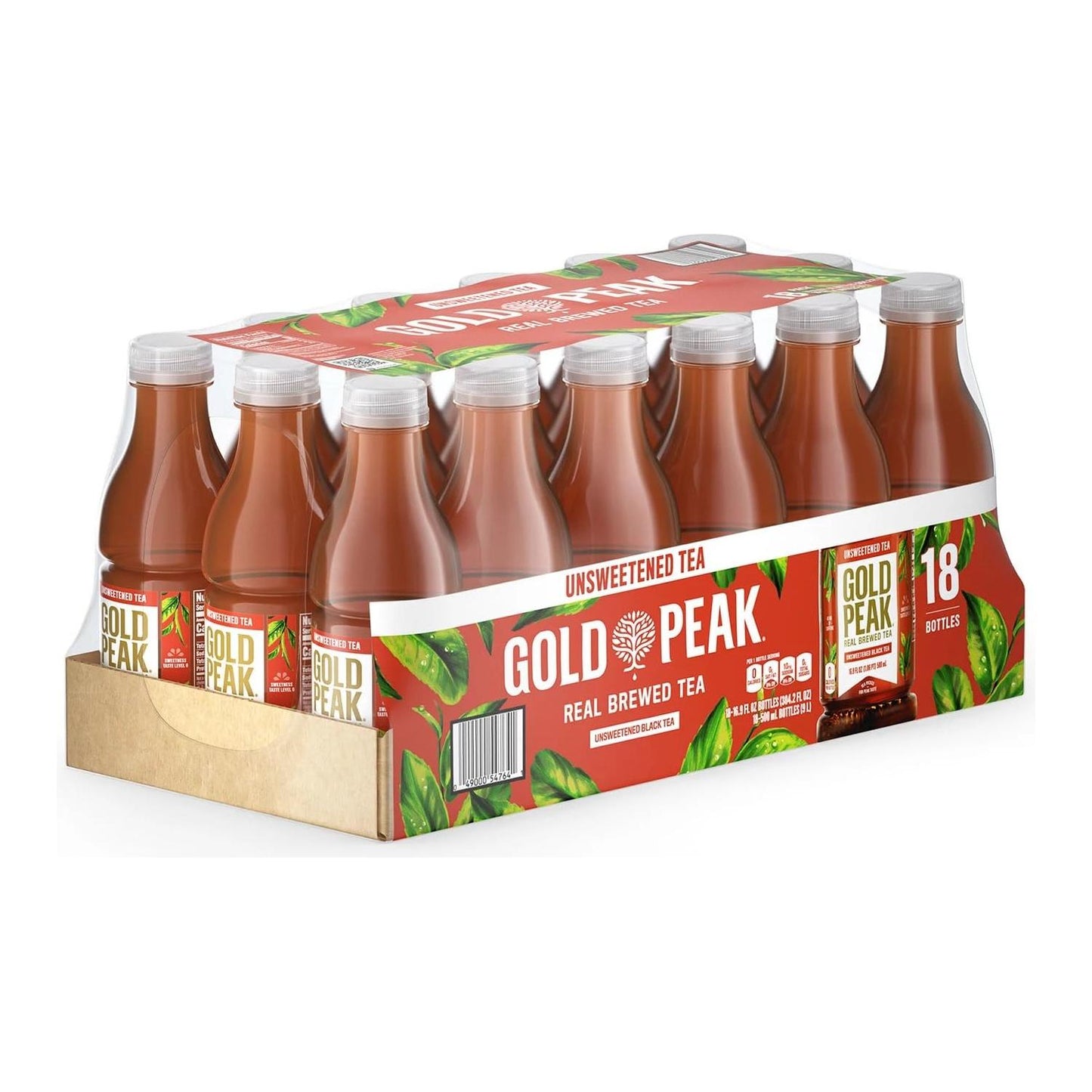 Gold Peak Unsweetened Tea, 16.9 Fluid Ounce (Pack of 18)