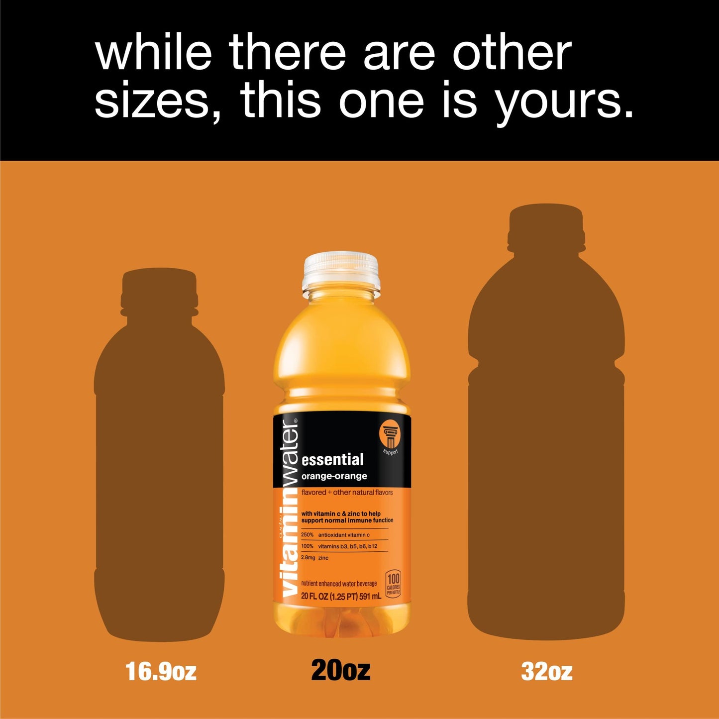 Vitaminwater Essential Orange-Orange Electrolyte-Infused Hydration, 20 fl oz, 12 Pack