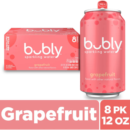 bubly Sparkling Water, Grapefruit, 12 ounce Cans (Pack of 8)