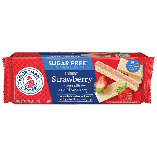 Voortman Bakery Sugar Free Strawberry Crisp Wafers, 30 Count (Double Pack)