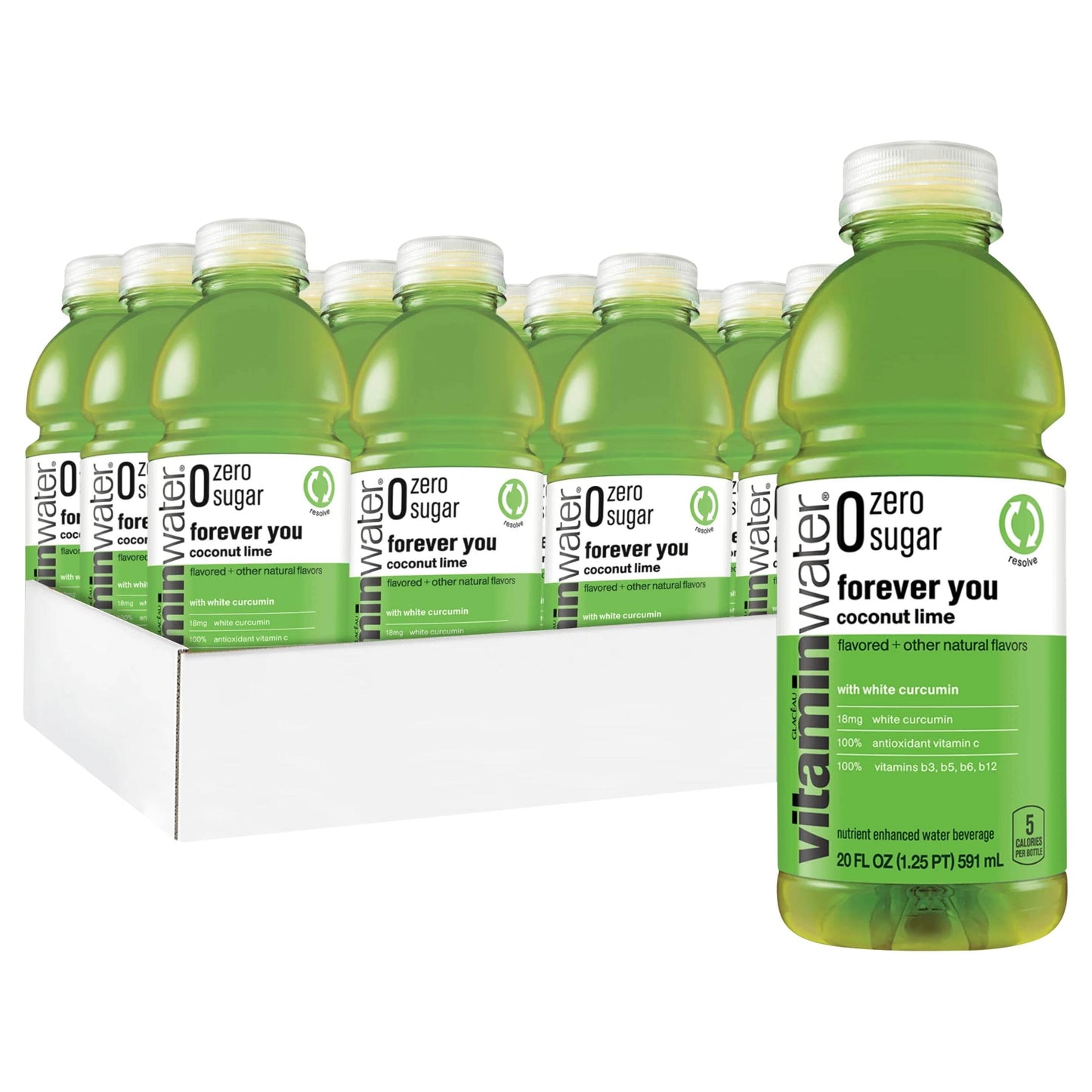 Vitamin Water ZERO Sugar - Forever You - Refreshing Coconut Lime Flavor, 20 Fl Oz Bottles, 12-Pack