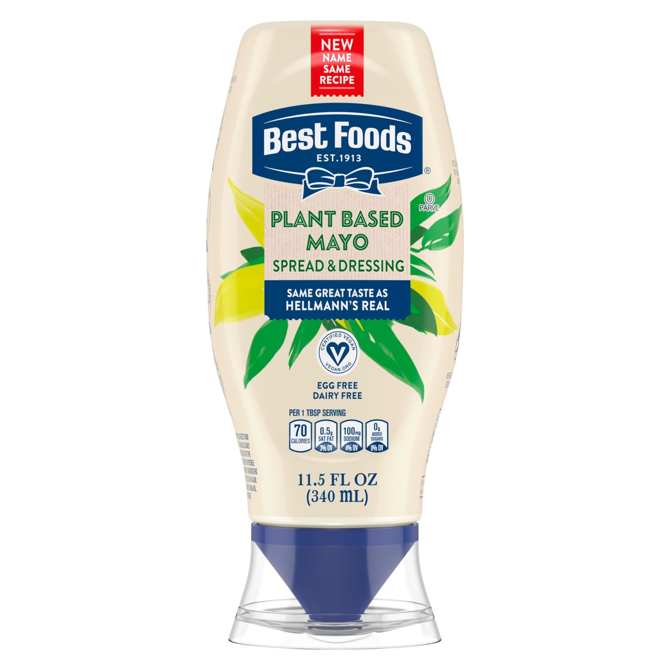 Plant-Powered Vegan Mayo Dressing and Spread, 11.5 fl oz Bottle - Best Foods