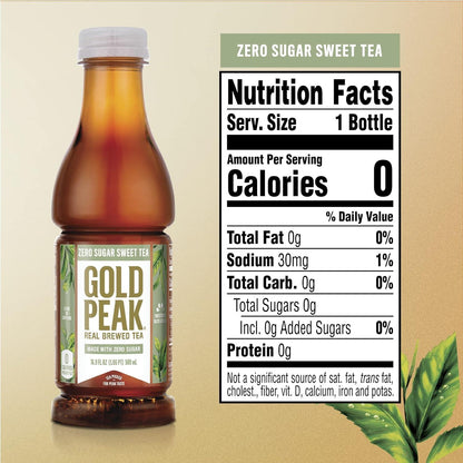 Gold Peak Zero Sugar Sweet Tea Bottles, 16.9 fl oz, 12 Pack