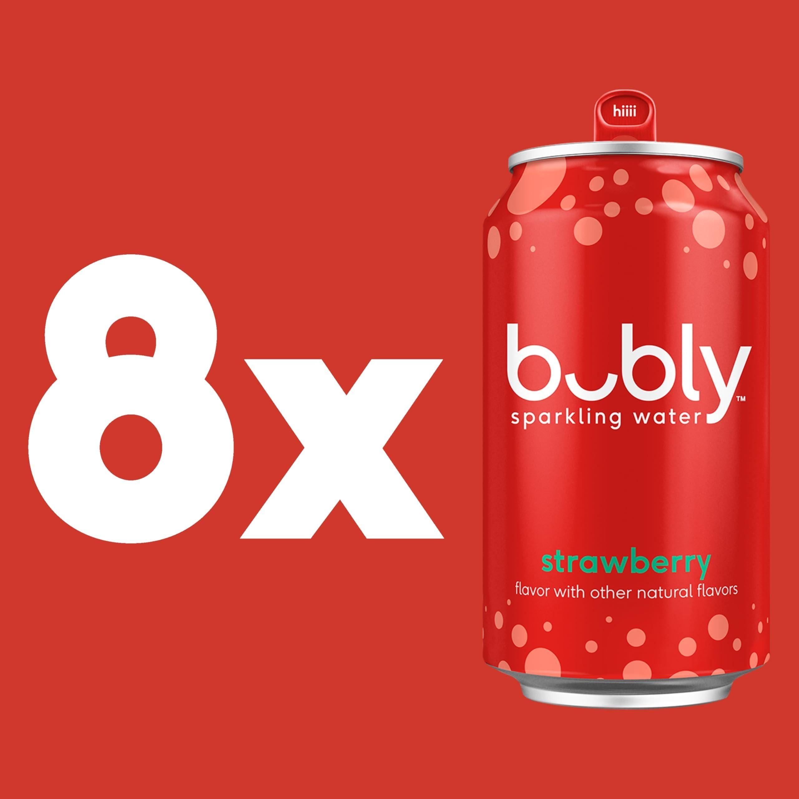 bubly Strawberry Sparkling Water, 12 oz Cans (8 Pack) - Bubly