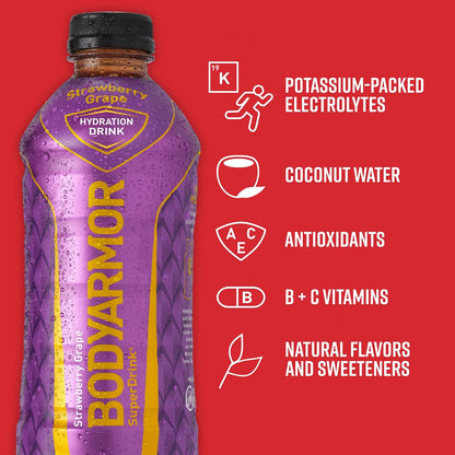 BODYARMOR Strawberry Grape Sports Drink, 28 Fl Oz - 12 Pack