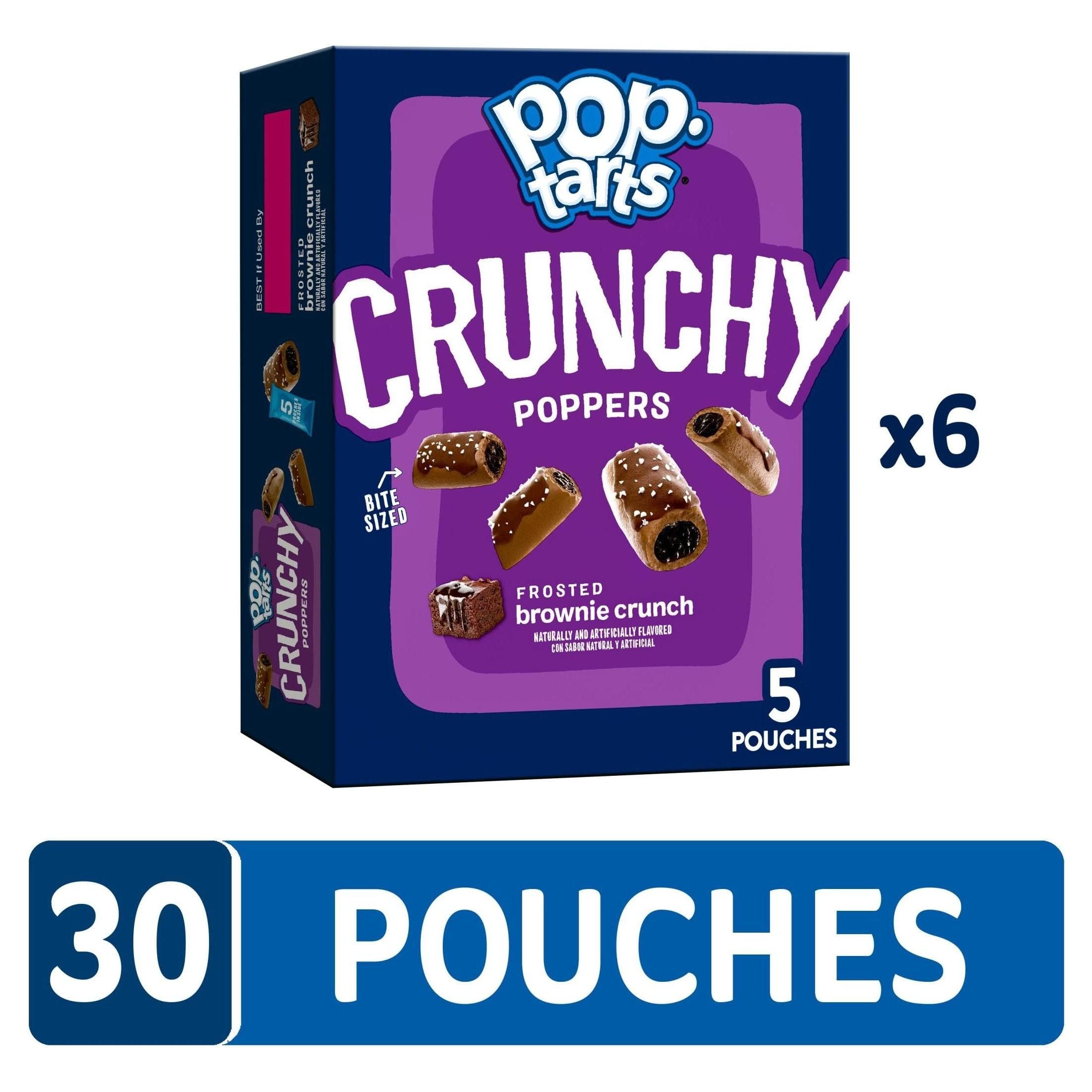 Pop-Tarts Brownie Crunchy Poppers Snack Bites, Sweet Filled Kids Treats, On-the-Go Brownie Snacks, Frosted & Sprinkled, 5oz Box 6 Pack (30 Pouches) - Pop-Tarts