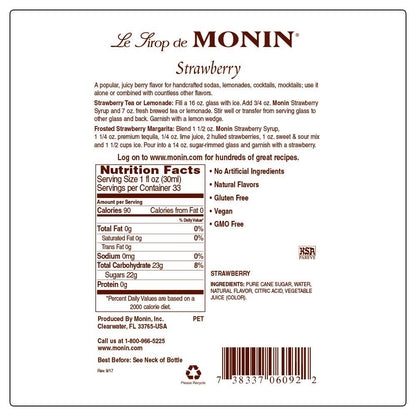 Monin Strawberry Syrup 750Ml (25.4Oz)